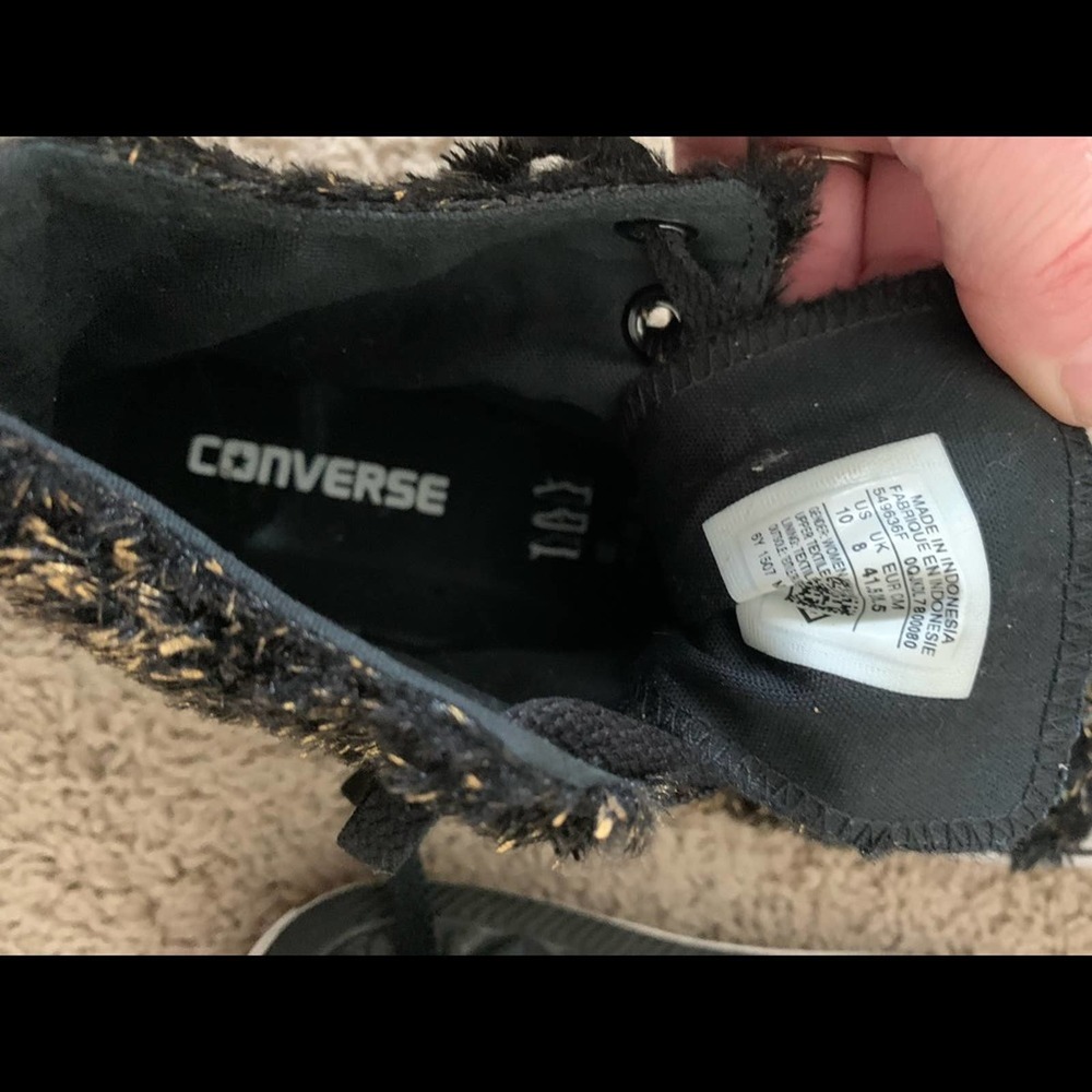 Converse black and gold fur high tops size 10 - Picture 6 of 9